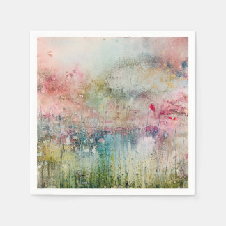 Serviette En Papier Fleurs Abstraites à l'Encre Alcoolique