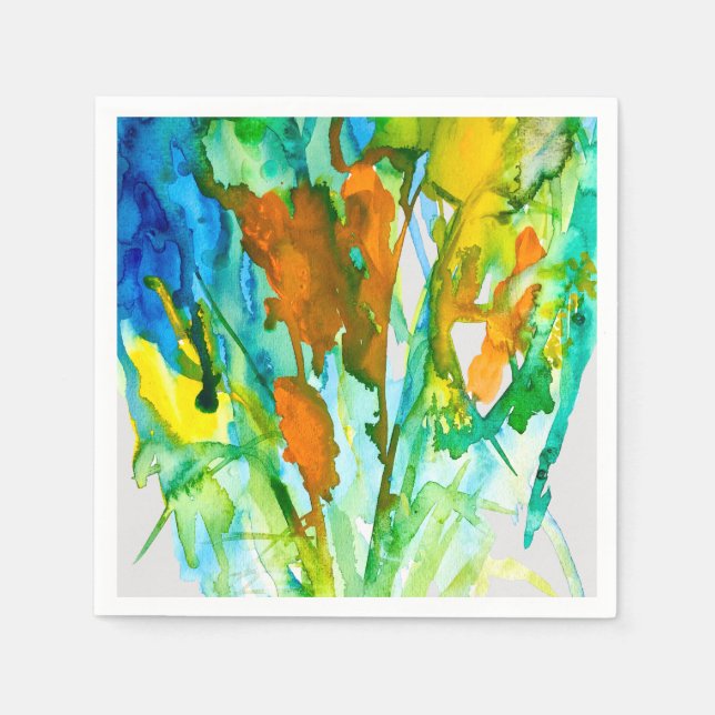 Serviette En Papier fleurs Abstraites d'aquarelle fleurie (Devant)