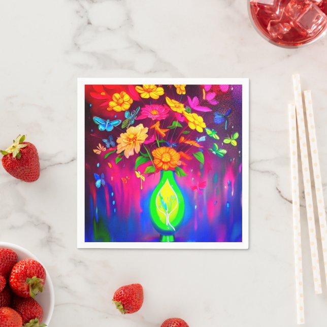 Serviette En Papier Fleurs Ai (En situation)