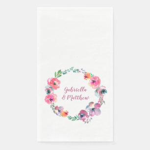 Serviette En Papier Fleurs aquarelles personnalisées Mariage élégant m