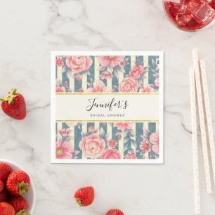 Serviette En Papier Fleurs aquarelles roses pour douche de mariée sur 