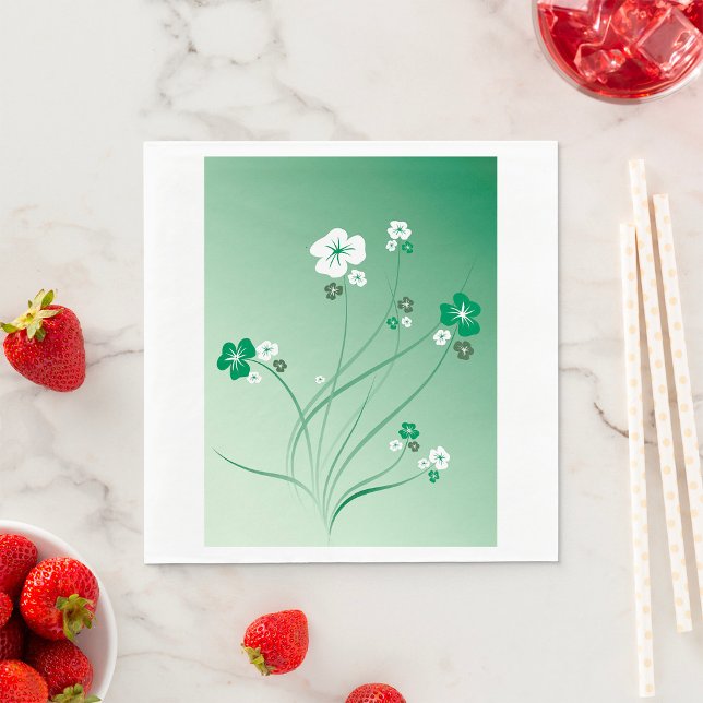 Serviette En Papier Fleurs Blanches Et Vertes (Créateur téléchargé)