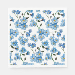 Serviette En Papier Fleurs bleu aquarelle. Motif floral