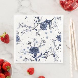 Serviette En Papier Fleurs bleues