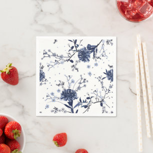 Serviette En Papier Fleurs bleues