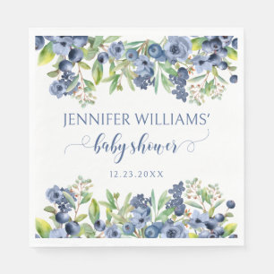 Serviette En Papier Fleurs bleues bleues bleues bleues baby shower ser