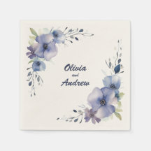 Fleurs Bleues Élégantes : serviettes Mariages pers