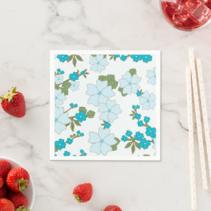 Serviette En Papier Fleurs Bleues, Motif Floral, Motif De Fleurs
