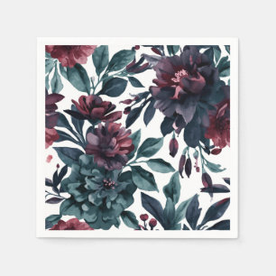 Serviette En Papier Fleurs botaniques aquarelles lunaires florales