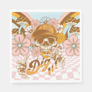 Serviette En Papier Fleurs Botaniques Squelette Rétro Fête