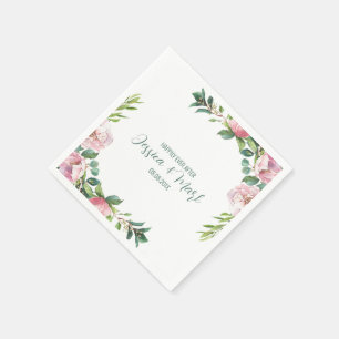 Serviette En Papier Fleurs colorées bordure design mariage