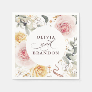 Serviette En Papier Fleurs colorées Élégant Mariage Boho