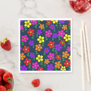 Serviette En Papier Fleurs Colorées Motif Floral