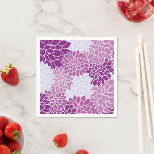 Serviette En Papier Fleurs Dahlia, Motif De Fleurs, Dahlia Violet