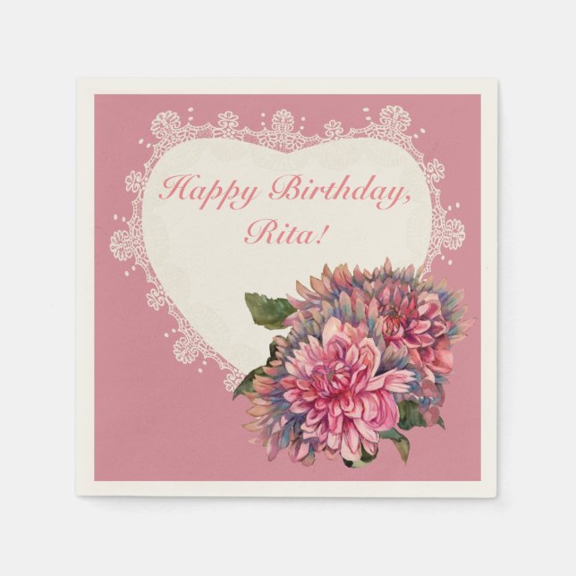 Serviette En Papier fleurs dahlias (Devant)