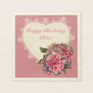 Serviette En Papier fleurs dahlias