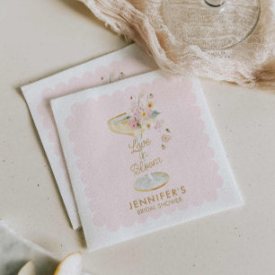 Serviette En Papier Fleurs d'amour Rose Pâle Enterrement de Vie de Jeu