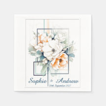 Fleurs dans un cadre cube bleu : serviettes de mar