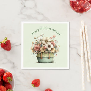 Serviette En Papier Fleurs dans un pot de naissance mignon shabby cozy