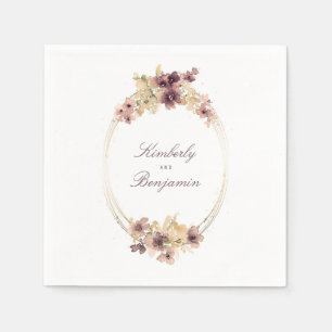 Serviette En Papier Fleurs d'aquarelle Mauve et Gold Vintage