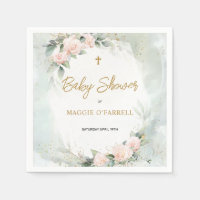 Fleurs d'aquarelle rose doux et Baby shower croisé
