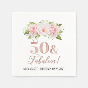 Serviette En Papier Fleurs d'aquarelle rose pâle 50 et fabuleux