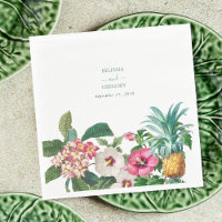 Fleurs d'aquarelle tropicale et Mariage de verdure
