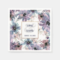 Fleurs d'aquarelle violet artistique, Bordure d'or