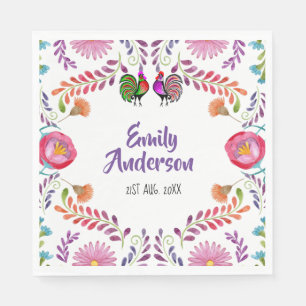 Serviette En Papier Fleurs d'art folklorique personnalisées FIESTA