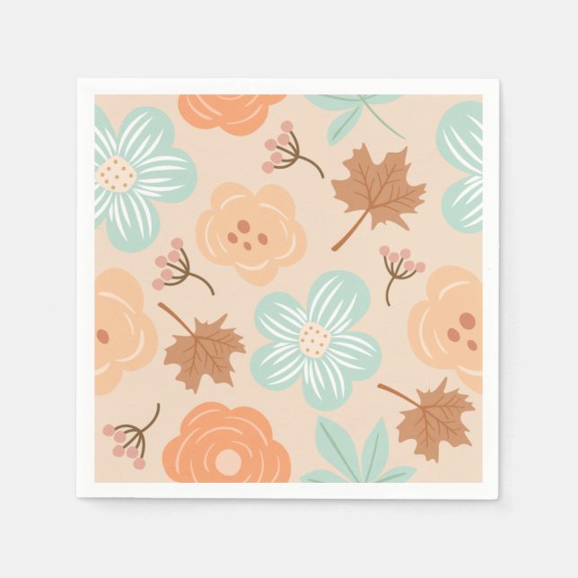 Serviette En Papier Fleurs d'automne (Devant)