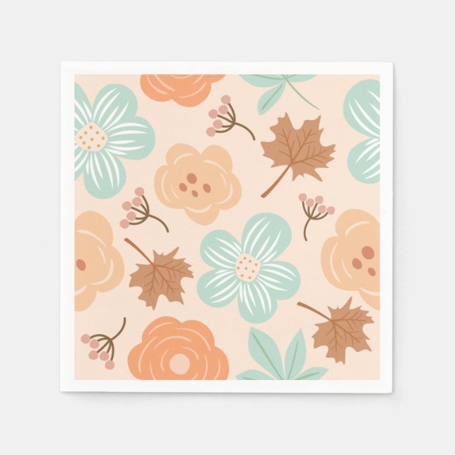 Serviette En Papier Fleurs d'automne (Devant)