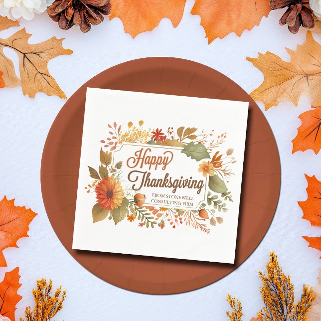 Serviette En Papier Fleurs d'automne de fête de Thanksgiving (Créateur téléchargé)