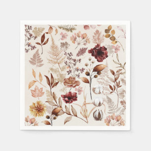 Serviette En Papier Fleurs d'automne et aquarelle Feuille