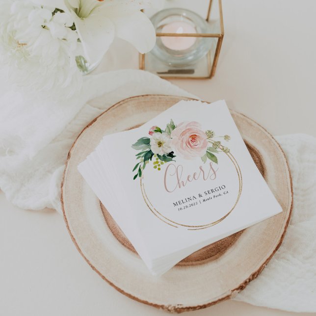 Serviette En Papier Fleurs d'automne géométriques or Mariage Cheers (Créateur téléchargé)