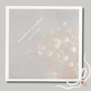 Serviette En Papier Fleurs de champ gris foncé Mariage Monogramme mode