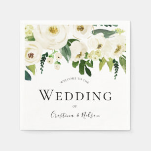 Serviette En Papier Fleurs de Champagne Blanc Réception de mariage mod