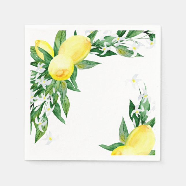 Serviette En Papier Fleurs de citron verdure papier chic pour fête (Devant)