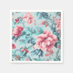 Serviette En Papier Fleurs de Claret rose sophistiquées et Feuilles az