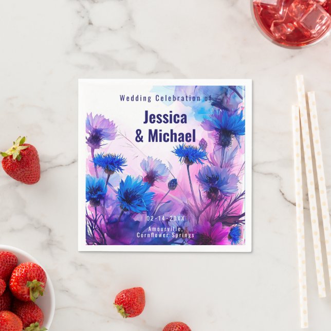 Serviette En Papier 💍 🪻 Fleurs de Cornouailles et Lavande Élégance (En situation)