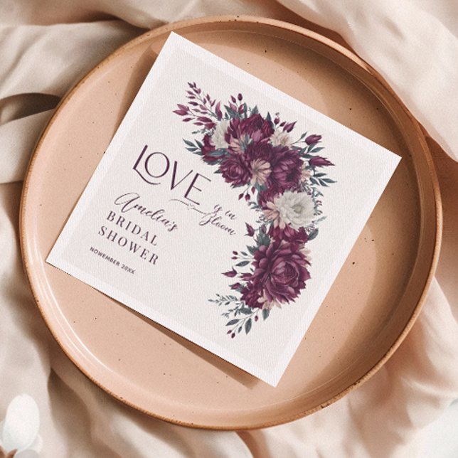 Serviette En Papier Fleurs de crème bourguignonne Amour dans la Fête d (Créateur téléchargé)