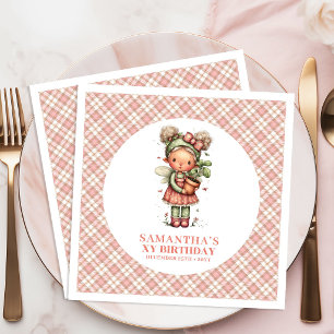 Serviette En Papier Fleurs de Fée Fantaisistes Rose Pâle 4ème Annivers