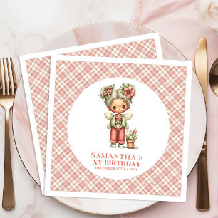 Serviette En Papier Fleurs de Fée Rose Pâle Fantaisistes 6ème Annivers
