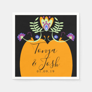 Serviette En Papier Fleurs de folklore mexicain Mariage Citrouille d