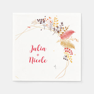 Serviette En Papier Fleurs de forêt sauvage Mariage de feuillage de ch