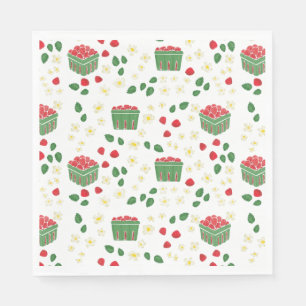 Serviette En Papier Fleurs de Fraisier Champs de Fraises Premier Frais