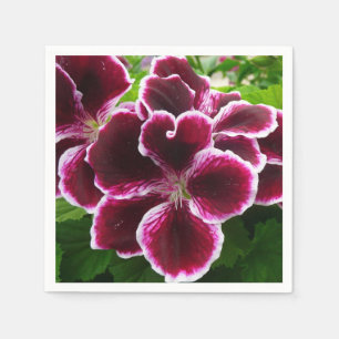 Serviette En Papier Fleurs de géranium royales élégantes florales bord