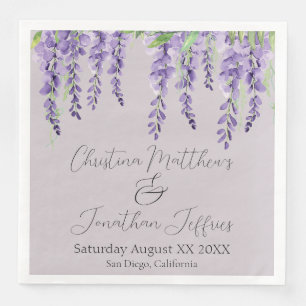 Serviette En Papier Fleurs de glycine violette sur Lavender Elegant