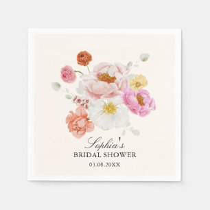 Serviette En Papier Fleurs de jardin colorées pour Baby Shower de mari