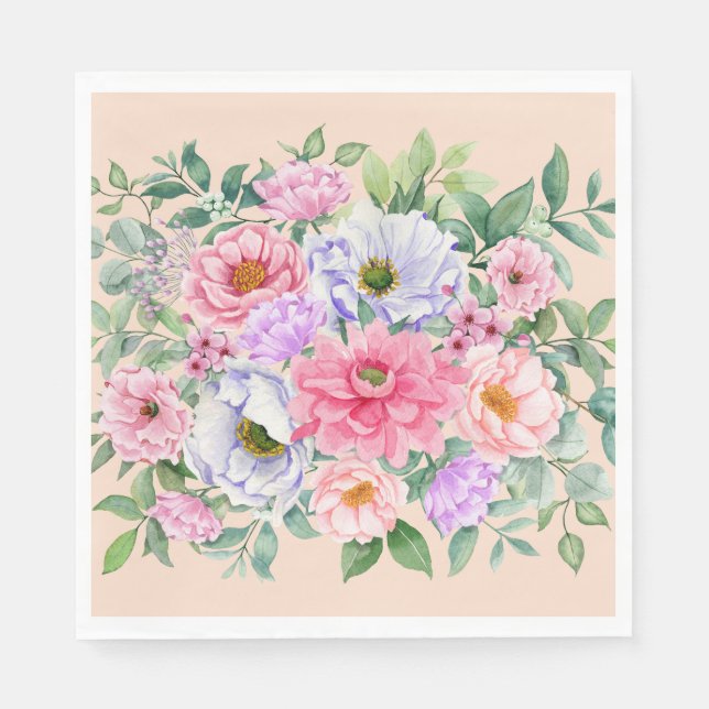 Serviette En Papier Fleurs de Jardin d'été délicieuses (Devant)