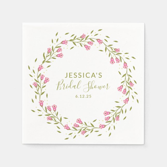 Serviette En Papier Fleurs de jardin rose rustique Fête des mariées pe (Devant)